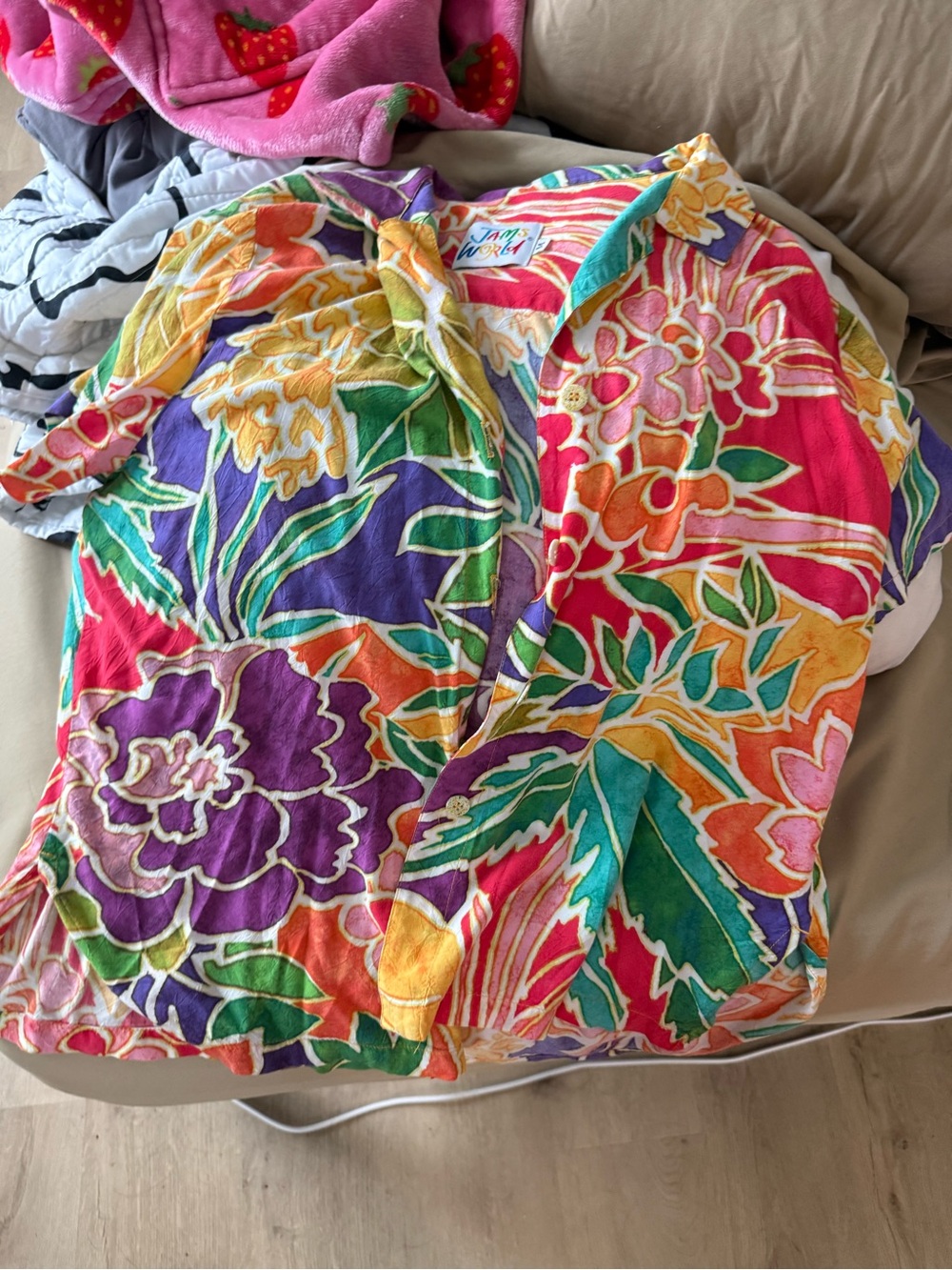 Jams World Multicolor Tropical Floral Shirt — Purple, Pink, Green & Orange
